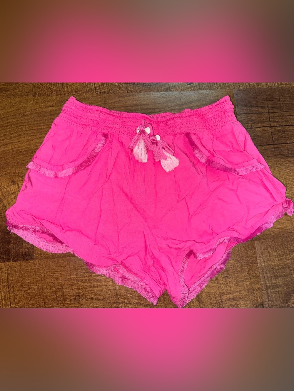 Japna Bright Hot Pink Tassel Waist Sleep Shorts med